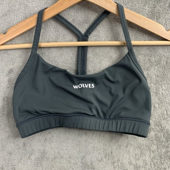 Darc Sport Sports Bra Womens Small Gray Workout Gym Athleisure Wolves Numbered - Picture 4 of 8